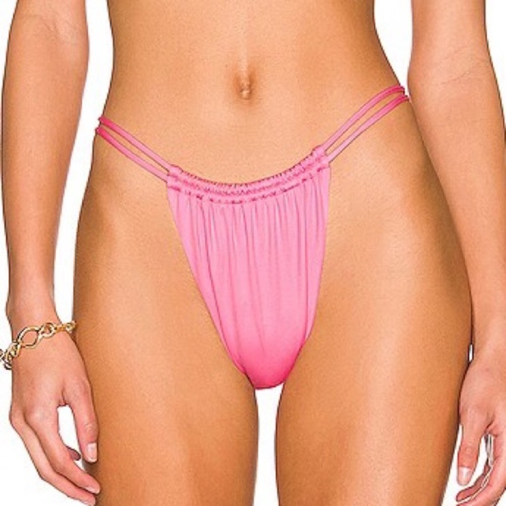 Monica Hansen Beachwear Money Maker 2 String Bikini Bottom Pink Panther Size M